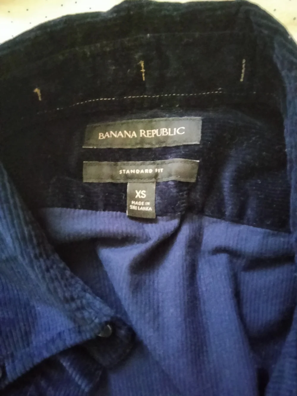 Banana Republic Men's Navy Blue Corduroy Button-Down Shirt Size XS